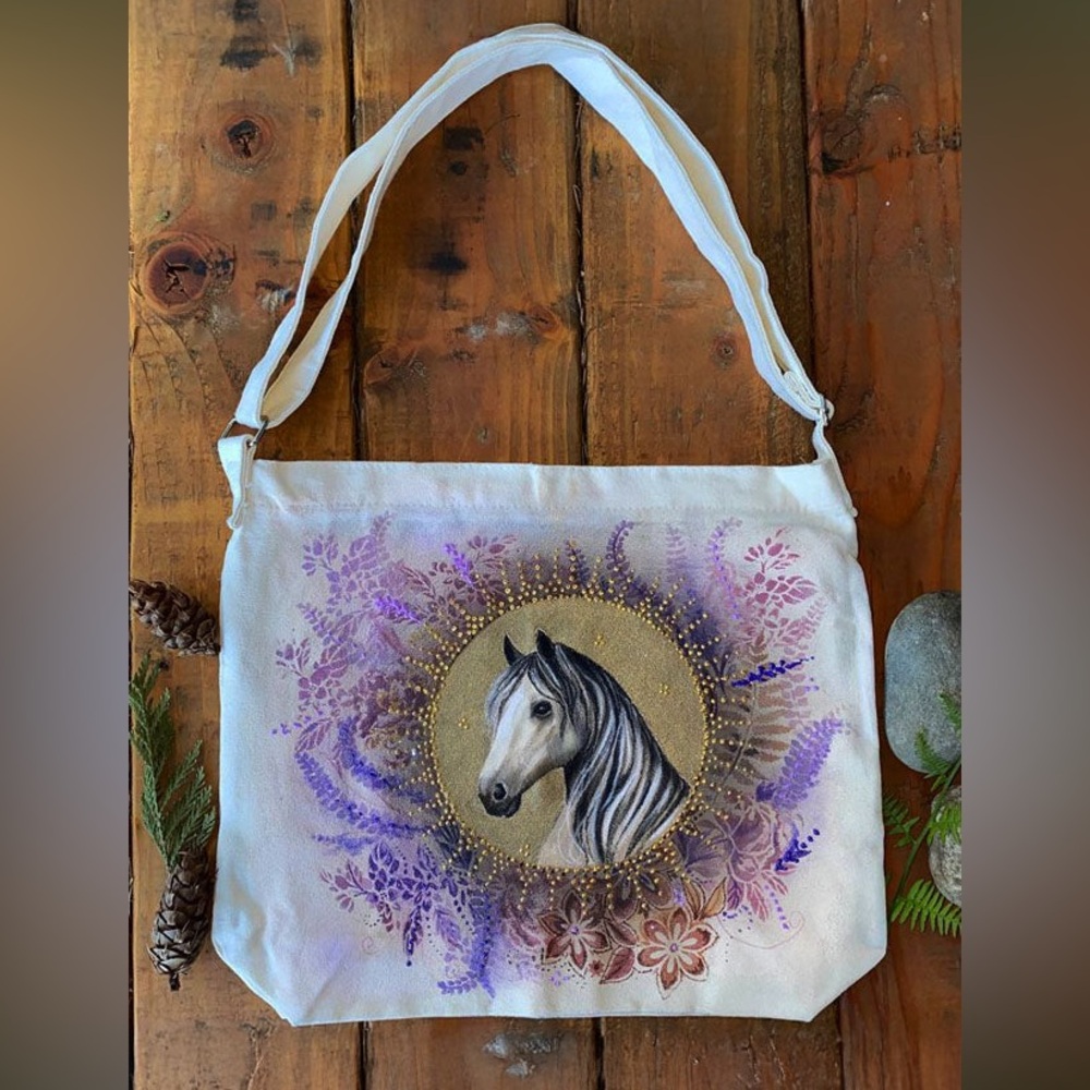 Elegant hand painted canvas tote bag by Seattle local artist Eleen Bayat!